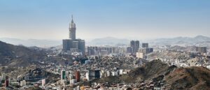 Aerial view of skyline of Mecca holy city in Saudi Arabia