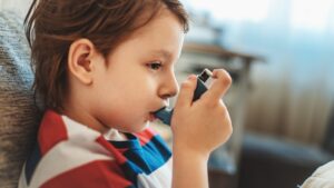 Boy with inhaler
