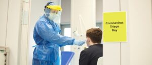 Patient getting tested for Covid
