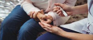 older woman with diabetes, blood sugar