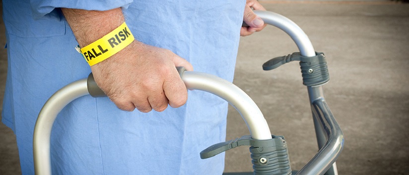 older person with zimmer frame, falls and fractures risk