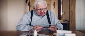 older man with medication, health