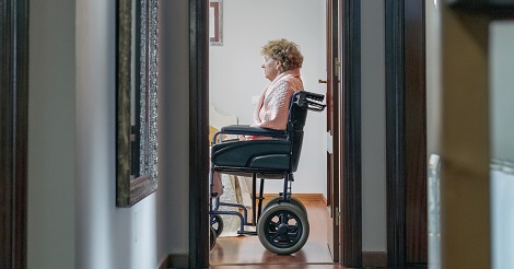 older woman in wheel chair, social care