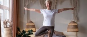 woman balancing on one leg