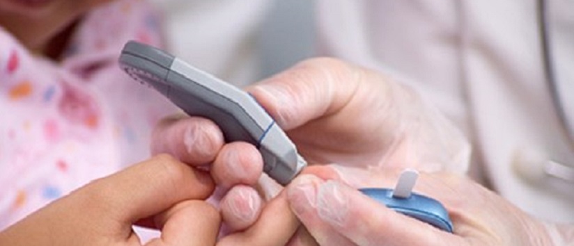 Child with diabetes, glucose monitoring