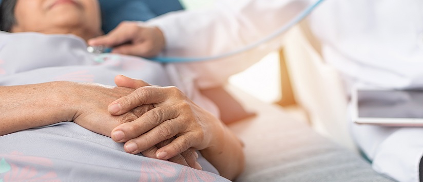 Patient in a hospital bed
