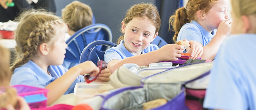 Children at school lunch