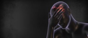 Abstract picture of man holding head with a headache
