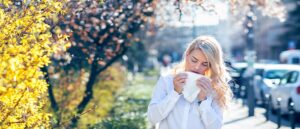 Woman with hay fever