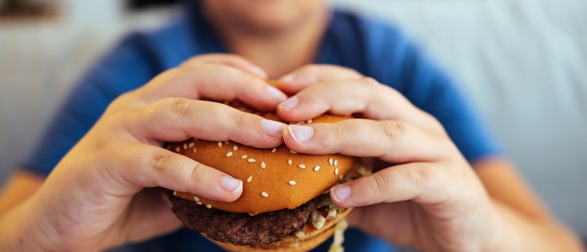 Childhood obesity, junk food, burger