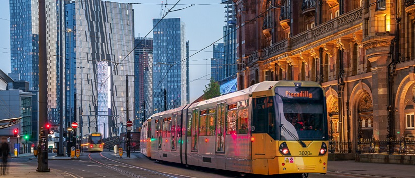 A Tram in Manchester's city centre